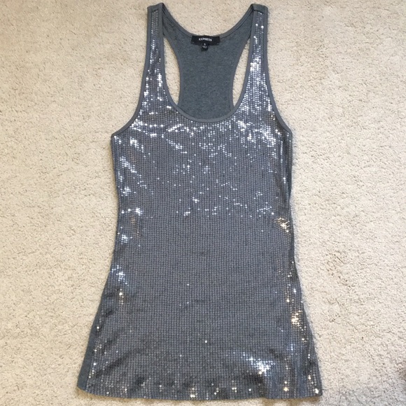 Sequined Racerback Tank Top (Express) - Picture 2 of 3